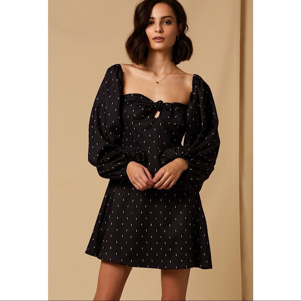 CHOOSY Bond Puff Sleeves Square Neckline Mini Dress